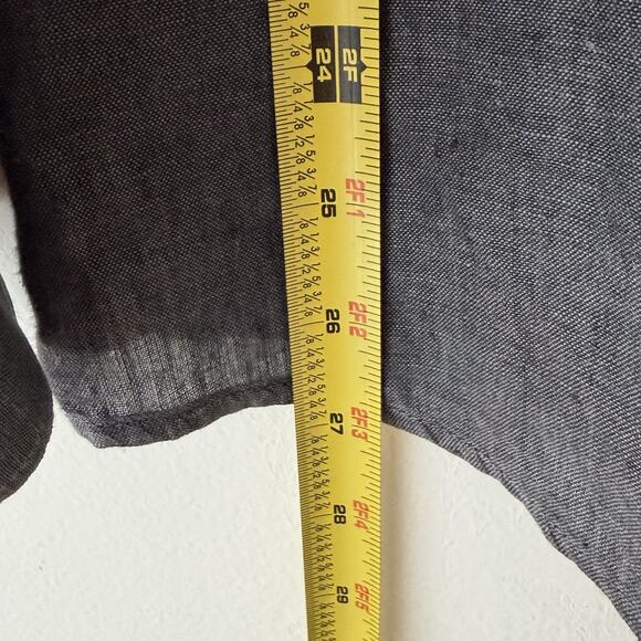 Charcoal Linen Button Up Shirt Mens Long Sleeve Minimalist Lightweight Medium - Picture 5 of 6